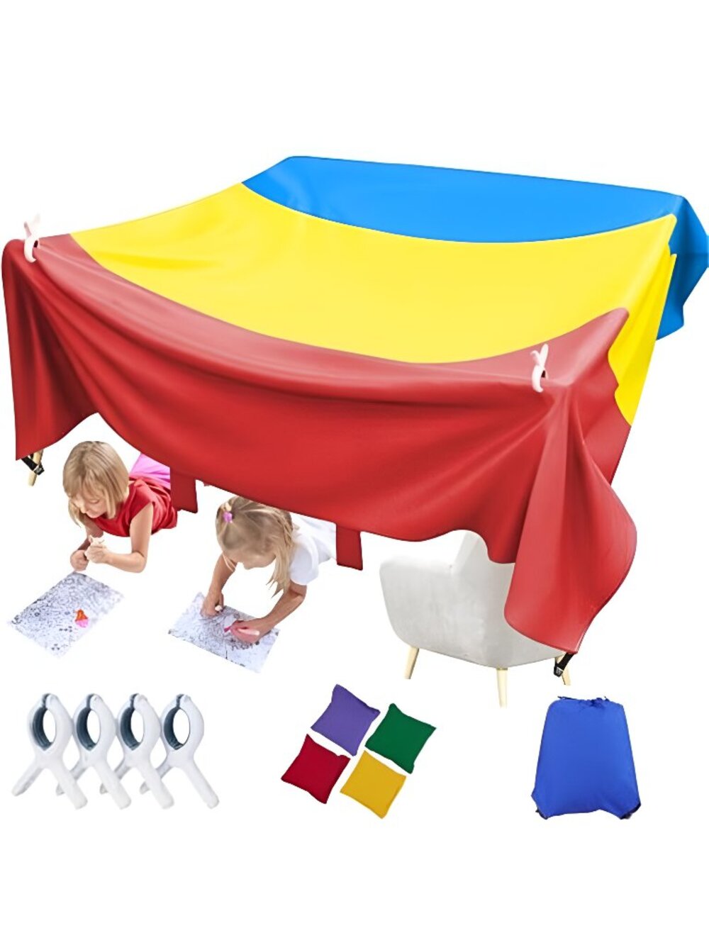Magic Kids Fort Building Kit, 3 * 3m Large Blanket Fort Making Kit Clips